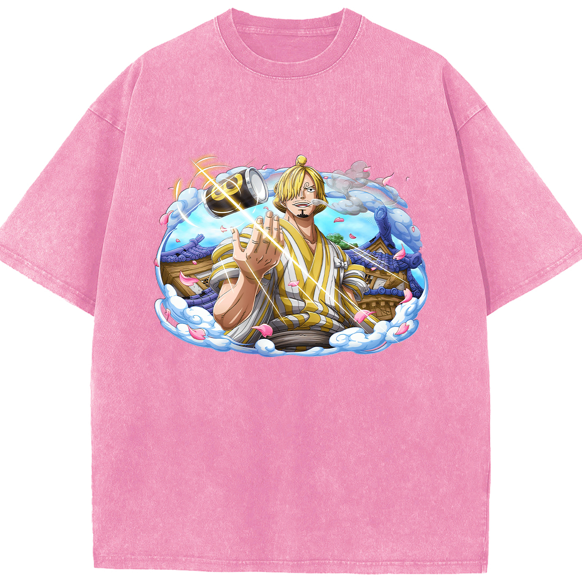 ワンピース サンジ ONE PIECE Sanji 綿100% ヴィンテージ風 半袖Tシャツ（フロントプリント）